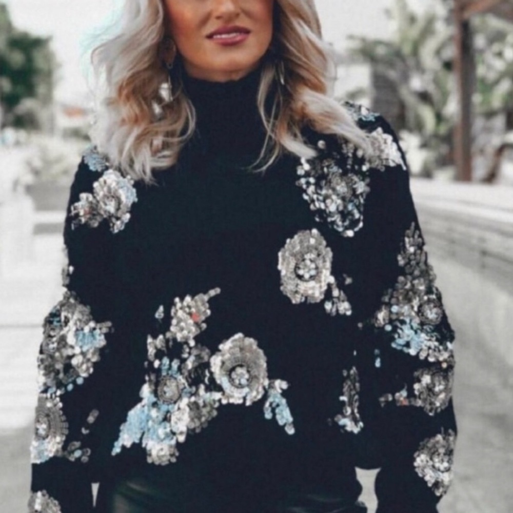 Zara Floral Sequin Knitwear